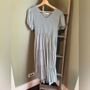 Pale Blue Smocked Top Dress